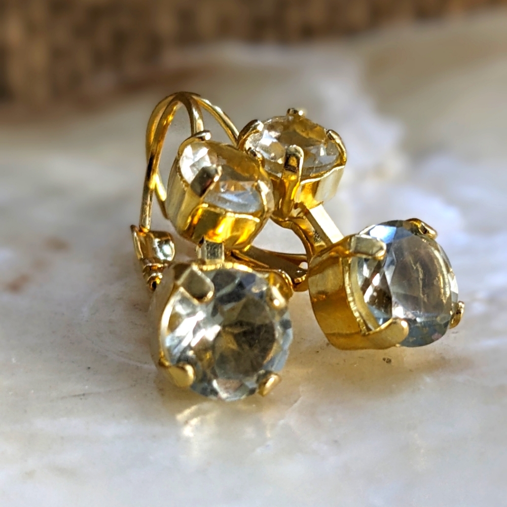 4.8 Total Carats Natural Prasiolite Green Amethyst in Yellow Gold (GP) Earrings